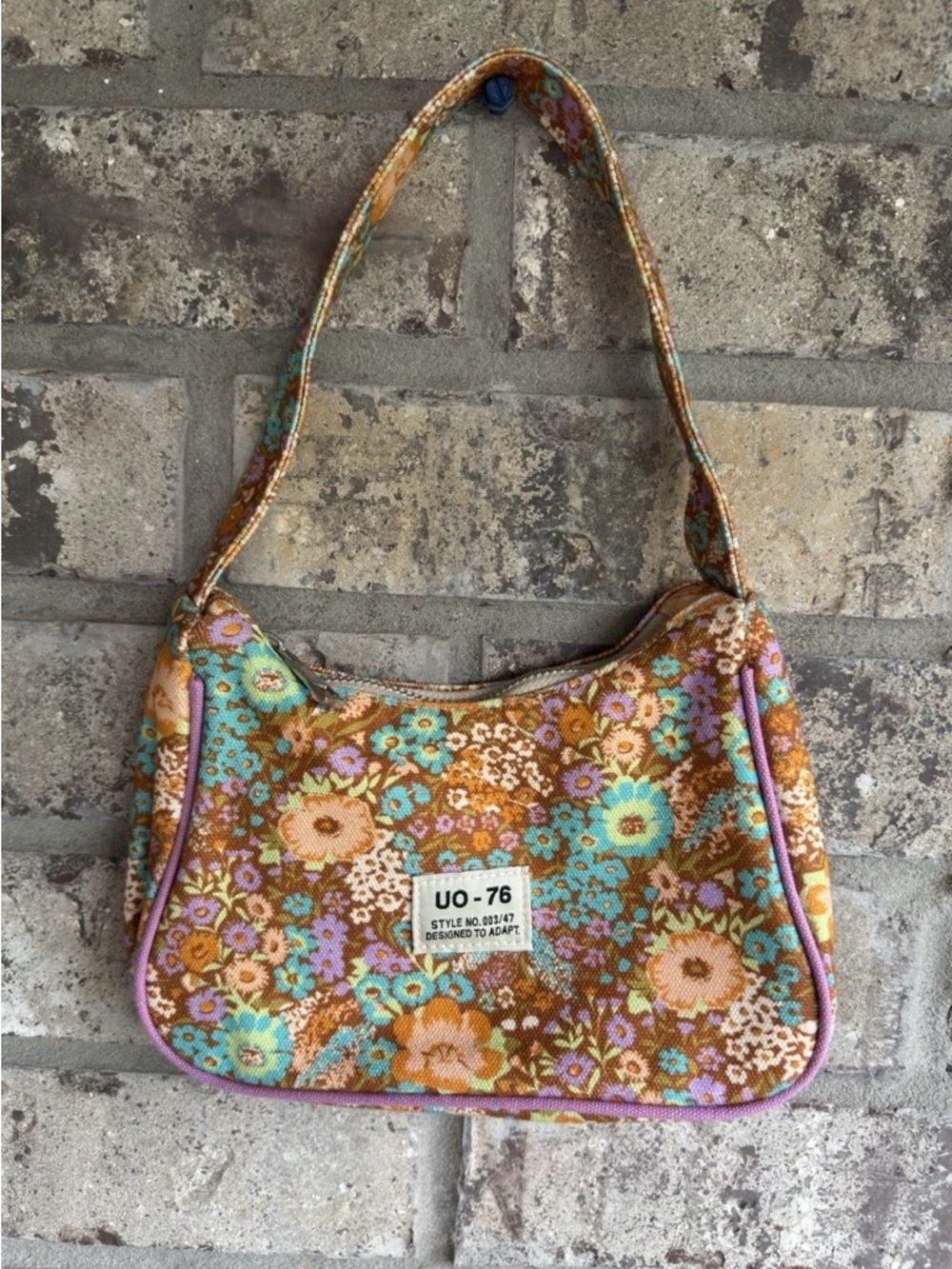 Urban Outfitters Floral Crescent Shoulder Bag Zip Closure